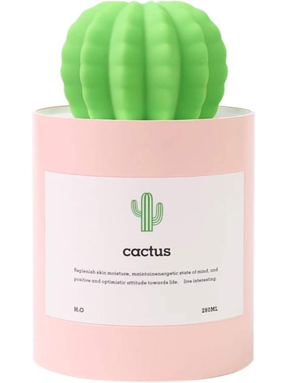 Mini Humidifier, 280ml USB Cool Mist Portable Cactus Air humidifier, Ultra-Quiet